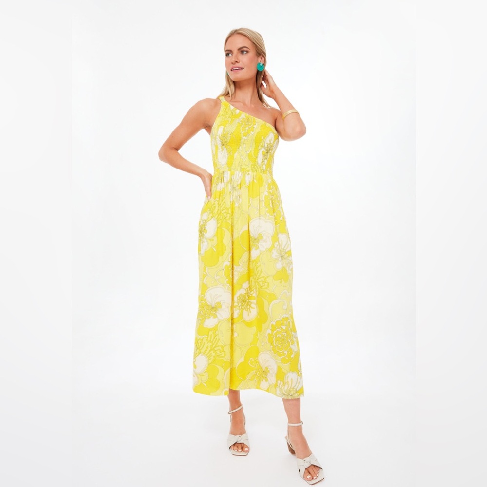 Faithfull the Brand Womens Khalani Midi Dress Yellow Size US 8 Large